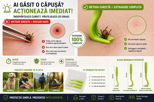Instrument Profesional pentru Îndepărtarea Căpușelor